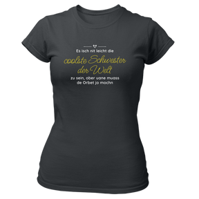 Die coolste Schwester - Damen Shirt Bio - XS / Grau - Shirts & Tops
