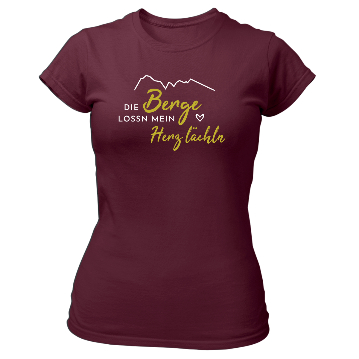 Die Berge lassen mein Herz lächeln - Damen Shirt Bio - Burgund / XS