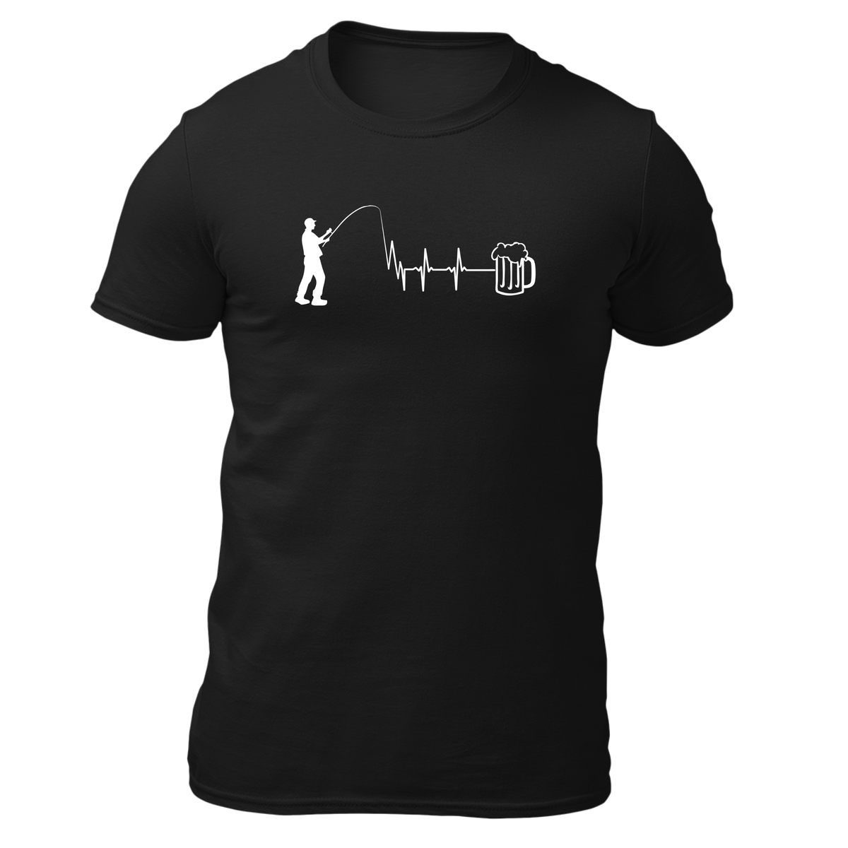 Fischen und Bier - Herren Shirt Bio - Schwarz / S - Shirts & Tops
