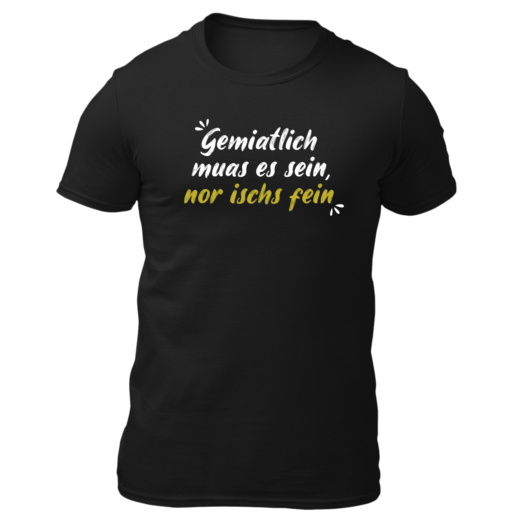Gemiatlich muas es sein - Herren Shirt Bio - Schwarz / S - Shirts & Tops