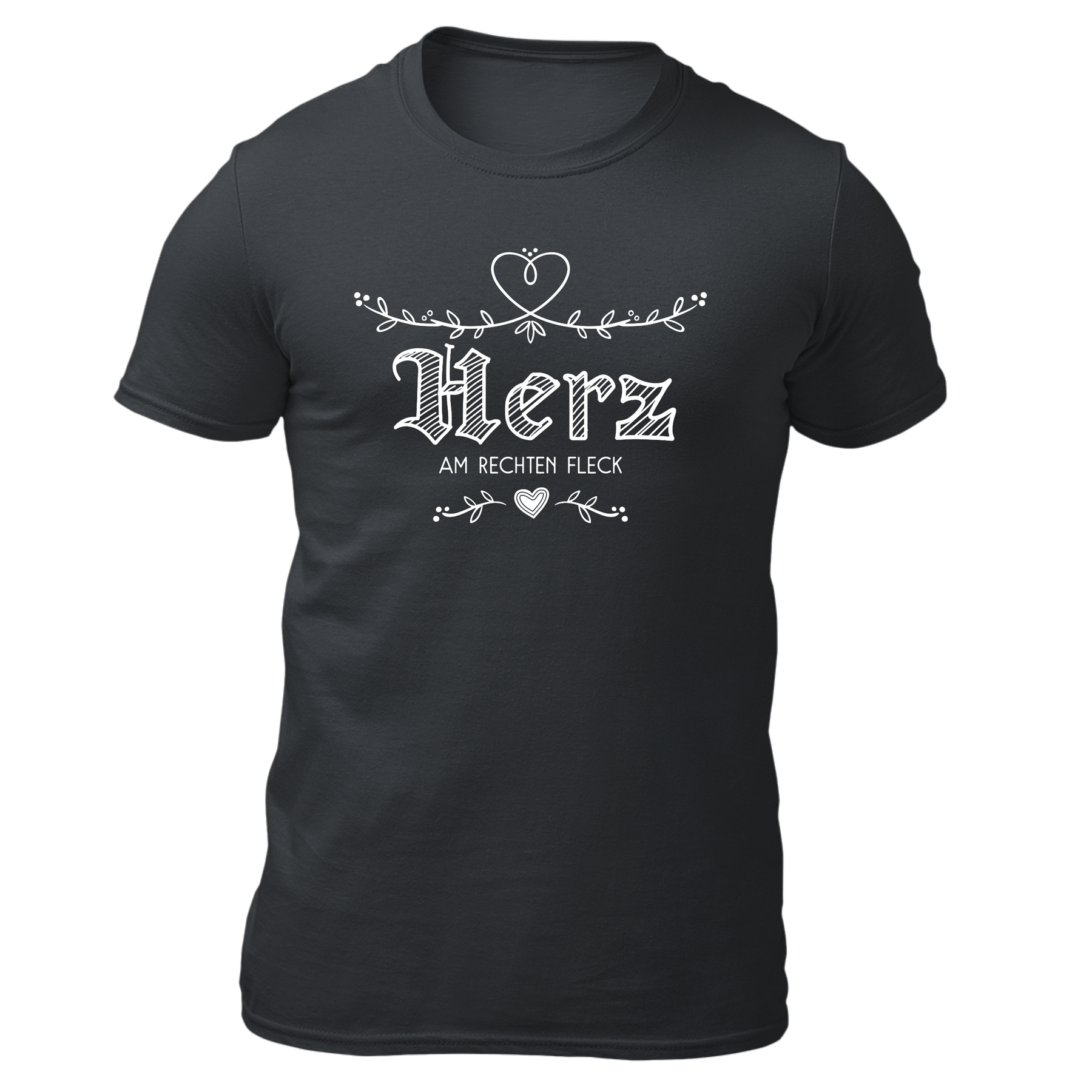 Herz am rechten Fleck - Herren Shirt Bio - Grau / S - Shirts & Tops