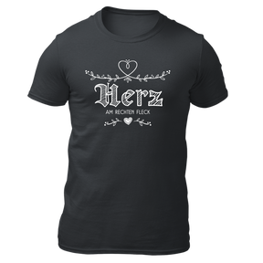 Herz am rechten Fleck - Herren Shirt Bio - Grau / S - Shirts & Tops