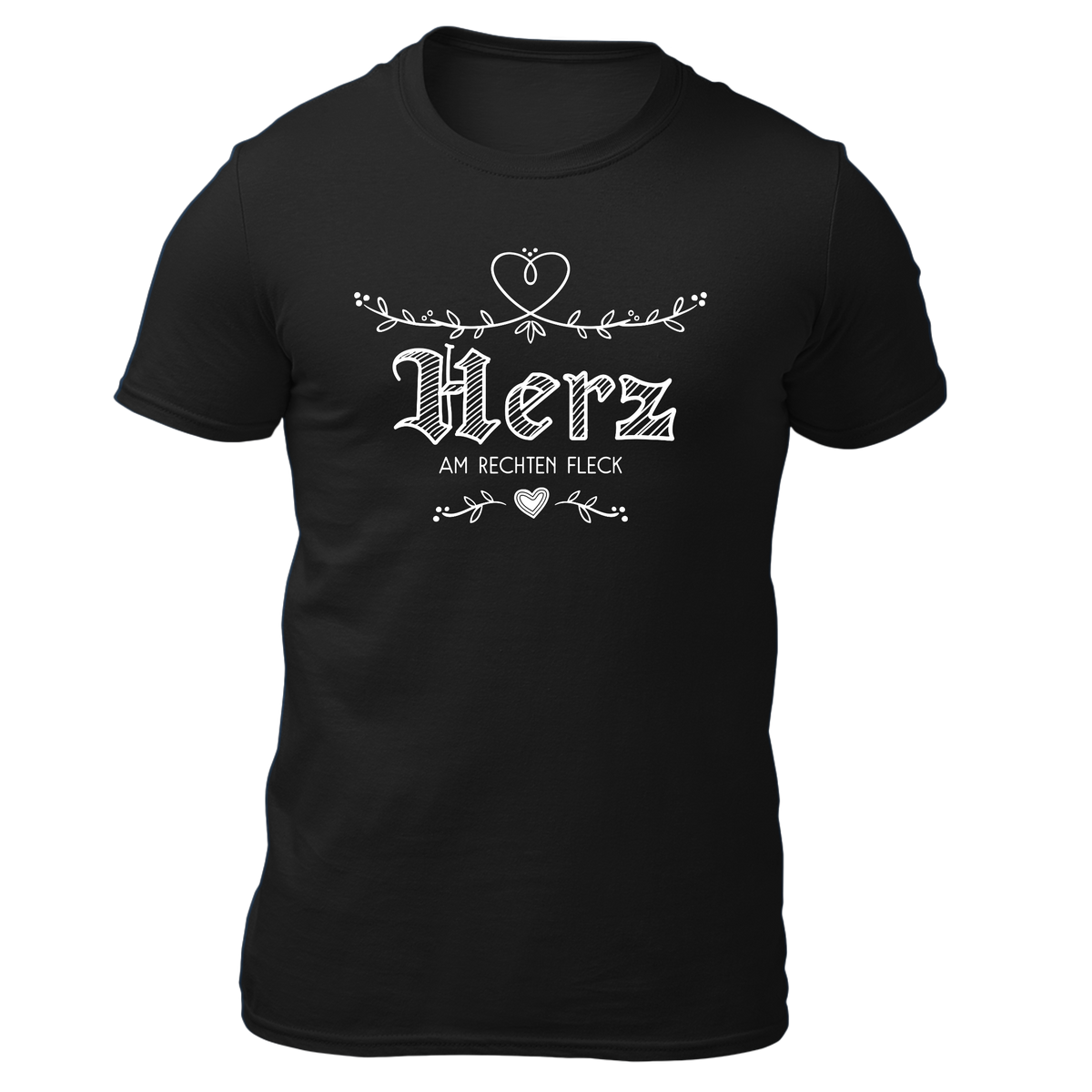 Herz am rechten Fleck - Herren Shirt Bio - Schwarz / S - Shirts & Tops