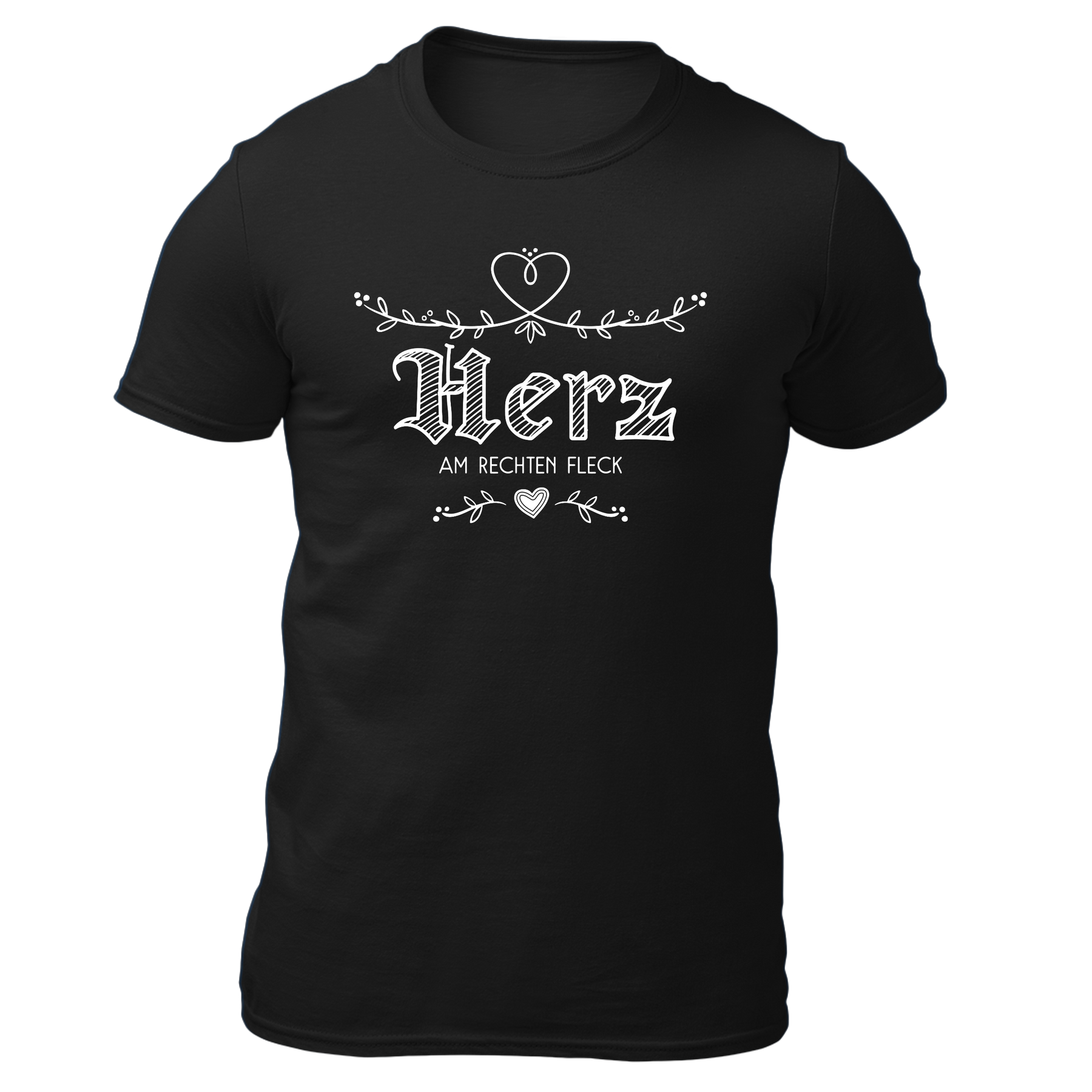 Herz am rechten Fleck - Herren Shirt Bio - Schwarz / S - Shirts & Tops