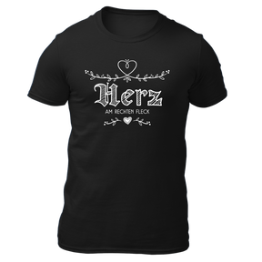 Herz am rechten Fleck - Herren Shirt Bio - Schwarz / S - Shirts & Tops